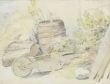 Wolfgang Adam Töpffer, Dans la grange, aquarelle et crayon de graphite sur papier