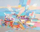 Jean Chevolleau, Le chantier au soleil, huile sur toile