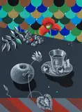 Igor Tulpanov, Nature morte à la tasse à thé, acrylique sur toile