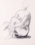 Antoniucci Volti, Femme assise, mine de plomb sur papier