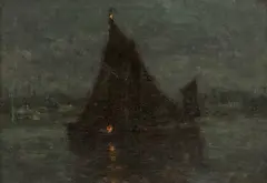 Isidore Verheyden, Bateau dans la nuit, huile sur toile
