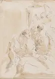 Sainte Famille by Lorenzo Baldissera Tiepolo, 1762, plume et lavis bistre sur traces de sanguine, offered Dec 2020