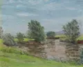 Karl Sodemann, An der Werra, 1945, Öl auf Leinwand, auf Sperrholz kaschiert