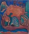 Wolfgang Bruchwitz, Badende, 1983, Öl auf Rupfen
