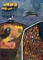 Meinolf Splett, Land und Meer, 1955, Ölkreide auf Papier