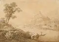 Adrian Zingg, Der Schreckenstein bei Aussig, vom gegenüberliegendem Elbufer gesehen