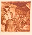 Conrad Felixmüller, Arbeiterpaar (Ehepaar Schnabel), 1920, Kaltnadelradierung in Rotbraun auf gelblichem Japan