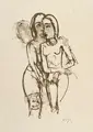 Karl Hofer, Zwei Mädchen in Umarmung, 1923, Lithografie auf kräftigem Japan