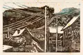 Hans Jüchser, Häuser im Wachwitzgrund, Wohl 1930, Farbholzschnitt auf feinem Papier