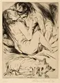Paul Kleinschmidt, Liebendes Paar I, 1920, Kaltnadelradierung mit leichtem Plattenton auf "Van Gelder Holland"-Bütten
