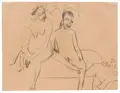 Ernst Ludwig Kirchner, Nacktes Paar im Atelier, 1910, Kreidezeichnung auf ockerfarbenem Papier