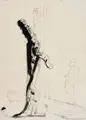 Josef Hegenbarth, Aufbäumender Leopard, 1961, Feder- und Pinselzeichnung in Tusche und Bleistiftzeichnung auf chamoisfarbenem Karton