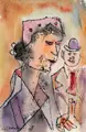 Albert Hennig, Elegantes Paar, 1960, Aquarell und Faserstiftzeichnung