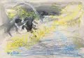 Edmund Kesting, Morgennebel am Meer, 1960, Aquarell und farbige Wachskreidezeichnung