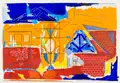 Walter Nessler, London – Komposition, 1987, Farbstiftzeichnung, Gouache und Collage auf Papier