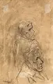 Wilhelm Rudolph, Portraitstudie (Maler Trepke), Wohl 1960, Kohlestiftzeichnung und Bleistiftzeichnung, laviert