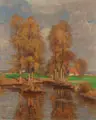Gustav Adolf Thamm, Landschaft mit Weiher. Anfang 20. Jh, Öl auf Leinwand