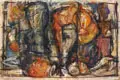 Werner Bielohlawek, Gipskopf mit Kasper, 1987, Öl auf Leinwand