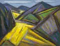 Ulrich Eisenfeld, Rapsfelder im Gebirge, Acryl auf Leinwand