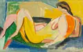 Wolfgang Leber, Liegende, 1980, Öl auf Holz