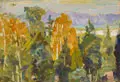 Otto Westphal, Dresden Loschwitz. Blick nach Blasewitz im Herbst, 1967, Öl auf Malpappe