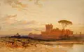 Harry John Johnson, Ostia bei Rom, Aquarell über Bleistift
