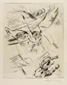 Walter Gramatté, Die große Angst, 1918, Kaltnadelradierung auf gelblichem Similijapan