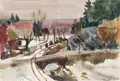 Hans Jüchser, Winter in Dresden-Wachwitz (?), 1934, Aquarell