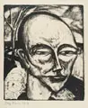 Max Kaus, Männerkopf (Mongolischer Kopf), 1918, Lithografie auf gelblichem Similijapan, signiert und datiert "Max Kaus 1918", mit dem Trockenstempel "Die Schaffenden" u.li