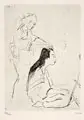 Emil Orlík, Bei der Toilette, Japan, 1902, Radierung mit leichtem Plattenton auf Bütten