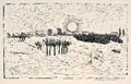 Wilhelm Rudolph, Untergehende Wintersonne, 1945, Holzschnitt auf Bütten