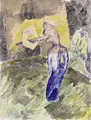 Hans Peter Adamski, Erotische Szene / Figur und Maske, 1980/1981, Gouache