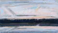 Ulrich Eisenfeld, Morgen am See, Farbige Pastellkreidezeichnung