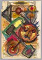 Horst Hussel, Kopf und Zeichen, Nach 2000, Gouache auf Bibelseite "Das erste Buch Genesis"