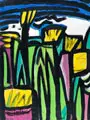 Fritz Keller, Wasserblumen. Wohl 1970er/1980er Jahre, Gouache