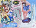 Osmar Osten, Interieur, 1991, Mischtechnik auf braunem Papier