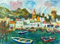 Gerhard Stengel, Hafen in Forio, Aquarell