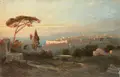 Johann Andreas von Herrenburg, Blick vom Ölberg auf die Altstadt von Jerusalem, 1846/1847, Öl auf Leinwand, auf Malpappe kaschiert
