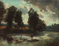 Maurice Blieck, Am Fluß, 1897, Öl auf Leinwand