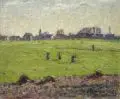 Theo Champion, Dorf in Thüringen, 1909, Öl auf Rupfen, auf Leinwand doubliert