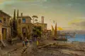 Leonhard Paulus, Abendliche Stadt an der italienischen Riviera (?), Um 1900, Öl auf Leinwand