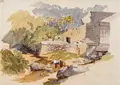 Heinrich Gärtner, Griechische Wäscherinnen an einem Bachlauf. 1888– 1889, Aquarell über Bleistiftzeichnung auf Velin