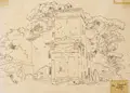 Gottlob Michael Wentzel, Villa Borghese, 1829, Bleistiftzeichnung auf Transparentpapier