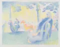 Henri-Edmond Cross, In den Champs-Elysées, 1898, Farblithografie auf chamoisfarbenem China