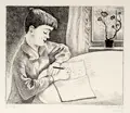 Conrad Felixmüller, Luca zeichnet, 1926, Radierung auf Bütten