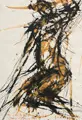 Gerda Lepke, Knieender weiblicher Akt in Bewegung, 1991, Aquarell und Federzeichnung in Tusche auf hauchdünnem Japan