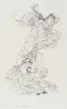 Rolf Münzner, zu Victor Hugo 'Hernani', 1969, Federzeichnung in Tusche auf gelblichem Maschinenbütten