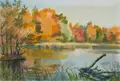 Herbert Müller, Am Steingrundteich bei Moritzburg (Dresden), 1986, Aquarell