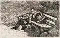 Wilhelm Rudolph, Nach der Katastrophe, 1945, Holzschnitt auf Japan