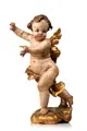 Johann Meinrad Guggenbichler, Putto. Süddeutsch oder alpenländisch. Wohl spätes 17. / frühes 18. Jh, Lindenholz, geschnitzt, polychrom gefasst und partiell vergoldet